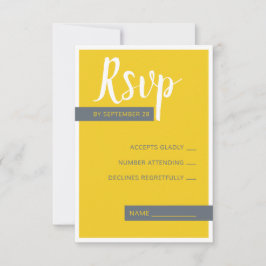 Cartão RSVP Cinzas Modernas Contemporâneas e casamento amarelo