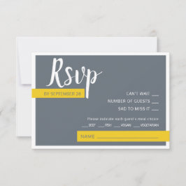 Cartão RSVP Cinzas Modernas Contemporâneas e casamento amarelo