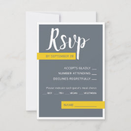 Cartão RSVP Cinzas Modernas Contemporâneas e casamento amarelo