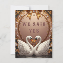 Cartão RSVP 🌸 Cisnes de Ouro Rosa Casamento de Primavera ✨