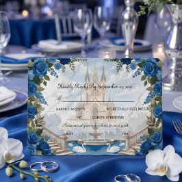 Cartão RSVP Cisnes Românticos Grande Escadaria Conto de Fadas