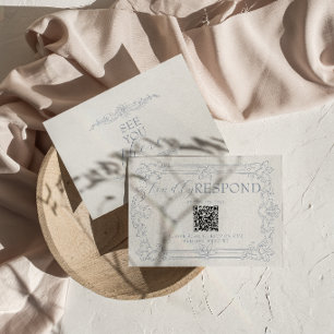 Cartão RSVP Classe Azul Poeirento Branco Dinheiro Antigo Códig