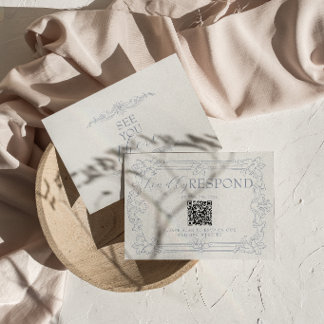 Cartão RSVP Classe Azul Poeirento Branco Dinheiro Antigo Códig