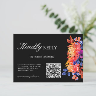 Cartão RSVP Classe Luxuosa Elegante Flores Aquarela casamento