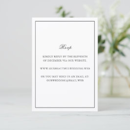 Cartão RSVP Classic Border Black and White Timeless Wedding