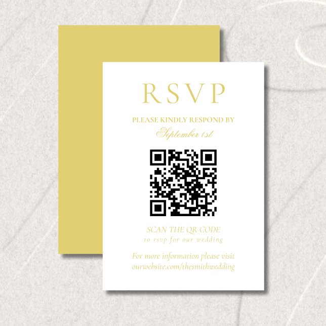 Cartão RSVP Classic Chartreuse Minimalist Wedding QR Code (Classic Chartreuse Minimalist Wedding QR Code RSVP Card)