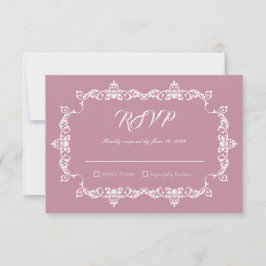 Cartão RSVP Classic Dusty Rose Pink Ornately Framed Wedding