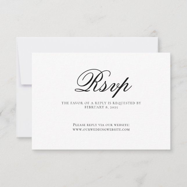 Cartão RSVP Classic Elegant Script Wedding (Frente)