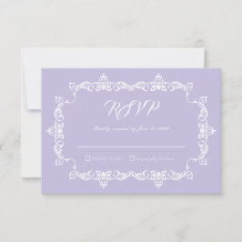 Cartão RSVP Classic Lavender Purple Ornately Framed Wedding