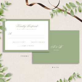 Cartão RSVP Classic Sage Green Border Monogram Script Wedding
