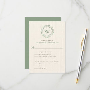 Cartão RSVP Clássica Molereca Vermelhidão Monograma w Refeição