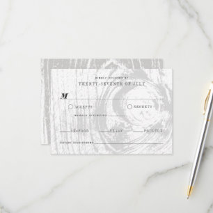 Cartão RSVP Clássico Casamento de Inverno Moderno Rústico com 