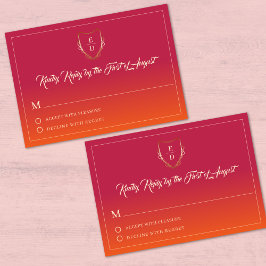 Cartão RSVP Clássico Casamento de Verão Burgundy Laranja Elega