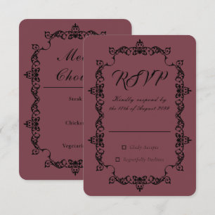 Cartão RSVP Clássico Casamento Rosewood Enmarcado Ornadamente