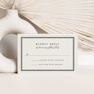 Cartão RSVP Clássico de Casamento Negro e Creme