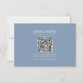 Cartão RSVP Clássico Dusty Blue QR Code Formal Elegante