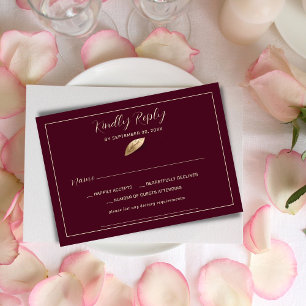 Cartão RSVP Clássico e Elegante I Rosa búlgaro I Casamento