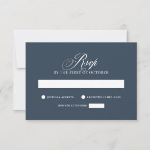 Cartão RSVP Clássico Luxo   Casamento Azul-Marinho Elegante