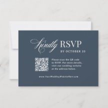 Clássico Luxo | Casamento com Código QR Azul-Marin