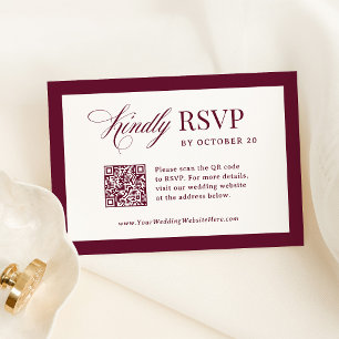 Cartão RSVP Clássico Luxo Código QR Elegante Escaneável para