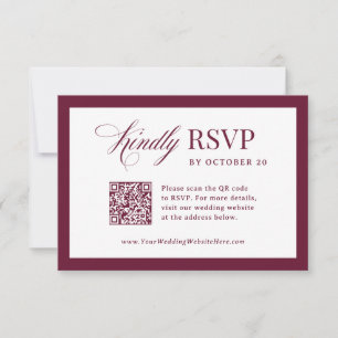 Cartão RSVP Clássico Luxo Código QR Elegante Escaneável para