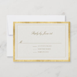 Cartão RSVP Clássico Moderno Dourado Ecru Formal Elegante Casa