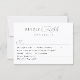 Cartão RSVP Clássico Moderno Simples Preto e Branco