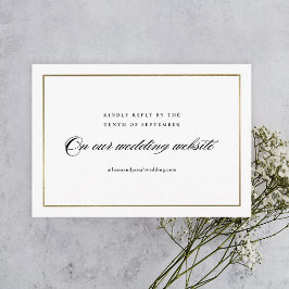 Cartão RSVP Clássico Site de Casamento Elegante Dourado Script