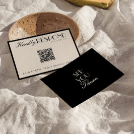 Cartão RSVP Classy Black Cream Old Money QR Code Wedding