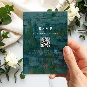 Cartão RSVP Claude Monet Water Lily Wedding