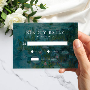 Cartão RSVP Claude Monet Water Lily Wedding