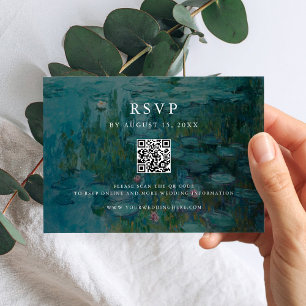 Cartão RSVP Claude Monet Water Lily Wedding