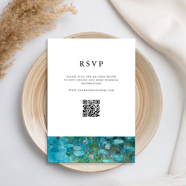 Cartão RSVP Claude Monet Water Lily Wedding (Criador carregado)