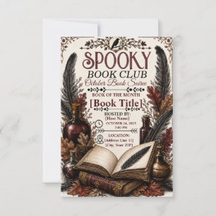 Cartão RSVP Clube do Livro Assombrado Gótico Vintage Halloween