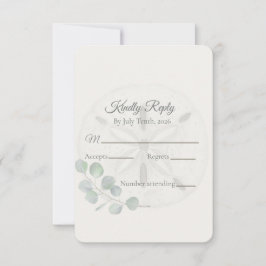 Cartão RSVP Coastal Sand Dollar Wedding 