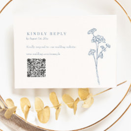 Cartão RSVP Código de Casamento de Código QR do Periwinkle Wil