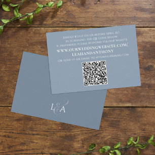 Cartão RSVP Código QR Azul Simples Dusty Elegante Moderno