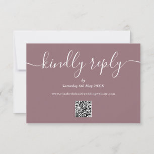 Cartão RSVP Código QR Bege Elegante Responder com Gentileza