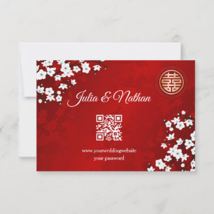 Cartão RSVP Código QR   Casamento chinês RSVP-RSVP de Cereja