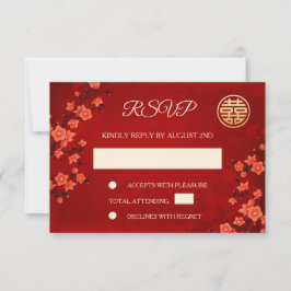 Cartão RSVP Código QR | Casamento chinês RSVP-RSVP de Cereja