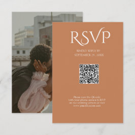 Cartão RSVP Código QR Casamento Cobre Minimalista Moderno