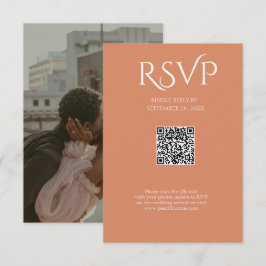 Cartão RSVP Código QR Casamento Cobre Profundo Minimalista Mod