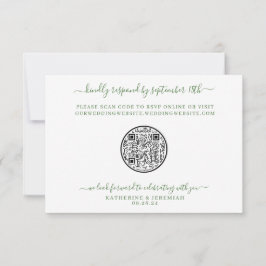 Cartão RSVP Código QR Casamento de Abacaxi Floral Tropical RSV