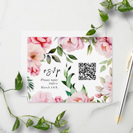 Cartão RSVP Código QR Casamento de Península Cor-de-Aquarela R