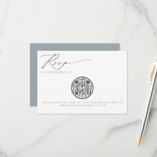 Cartão RSVP Código QR Casamento de Seashell de Praia Náutica
