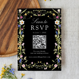 Cartão RSVP Código QR Casamento Prado de Flores Silvestres Col