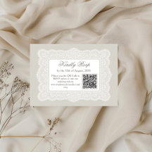Código QR Casamento Taupe Renda Marfim Vintage