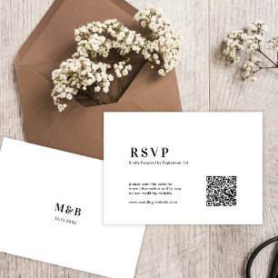 Cartão RSVP Código QR Casamento Tipografia Moderna Minimalista