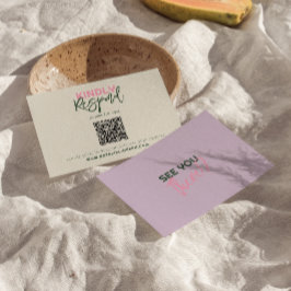 Cartão RSVP Código QR Casamento Único Whimsical Manuscrito