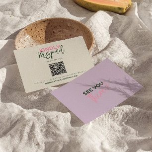 Cartão RSVP Código QR Casamento Único Whimsical Manuscrito
